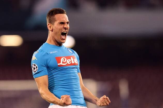 Arkadiusz Milik Napoli, goal celebration Football Calcio UEFA Champions League 2016 2017 Group B. Napoli - Benfica Foto CesarexPurini Insidefoto cesarexpurini