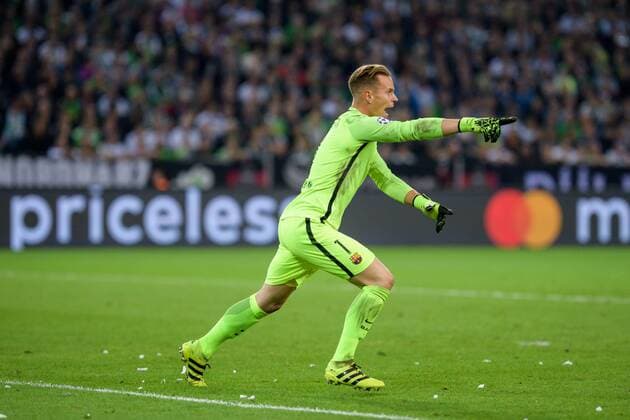Torwart Marc-Andre ter Stegen FC Barcelona Barca 1) beim Champions League Spiel zwischen Borussia Moenchengladbach und dem FC Barcelona 28.09.2016 Moenchengladbach Copyright: xSchuelerx xEibnerx-xPressefotox
