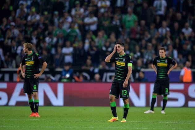 Christoph Kramer (Borussia Moenchengladbach 6), Kapitaen Lars Stindl (Borussia Moenchengladbach 13) und Andreas Christensen (Borussia Moenchengladbach 3) beim Champions League Spiel zwischen Borussia Moenchengladbach und dem FC Barcelona Barca 28.09.2016 Moenchengladbach Copyright: xSchuelerx xEibnerx-xPressefotox