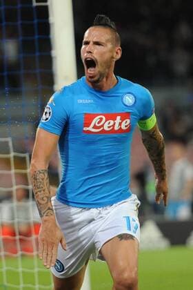 Fußball, CL, SSC Neapel - Benfica Lissabon September 28, 2016 - Naples, Italy - Marek Hamsik of SSC Napoli celebrates after scoring during the UEFA Champions League match between SSC Napoli and Sl Benfica at Stadio San Paolo Naples Italy on 28 September 2016. SSC Napoli v SL Benfica - UEFA Champions League  - ZUMAn230