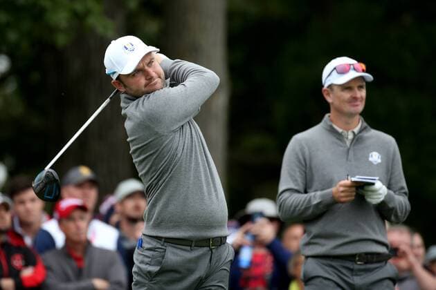 GOLF - Ryder Cup 2016 CHASKA,MINNESOTA,USA,28.SEP.16 - GOLF - Ryder Cup, Hazeltine National Golf Club. Image shows Andy Sullivan and Justin Rose (ENG). GEPAxpictures xDanielxGoetzhaber