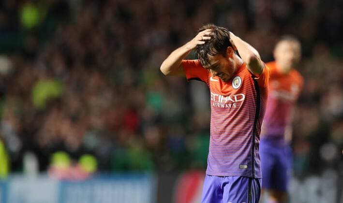 Football - 2016 2017 Champions League - Group C: Celtic vs Manchester City at Celtic Park David Silva of Manchester City reacts at the final whistle COLORSPORT LYNNE CAMERON 