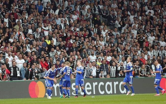 Dynomo Kyiv s Viktor Tsygankov celebrates his goal during UEFA Champions League game between Besiktas and Dynamo Kyiv at Vodafone Stadium in Istanbul, 28th of September 2016.  15519856