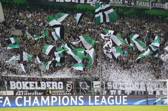 FANS Team Borussia Moenchengladbach UEFA Champions League 2016-2017 Spiel Borussia Moenchengladbach - FC Barcelona Barca 1 : 2 Gruppe C am 28.September 2016 in Moenchengladbach 
