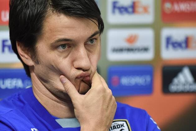 Coach of PAOK Vladimir Ivic speaks during the press conference PK Pressekonferenz prior to European Football League second round group J match: Slovan Liberec vs PAOK Thessaloniki in Liberec, Czech Republic, September 28, 2016. (CTKxPhoto RadekxPetrasek) CTKPhotoP201609280801001  PER 16