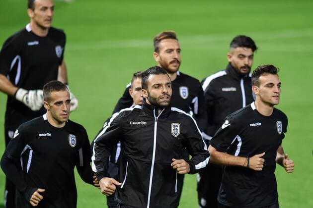 Soccer players of PAOK in action during the training session prior to European Football League second round group J match: Slovan Liberec vs PAOK Thessaloniki in Liberec, Czech Republic, September 28, 2016. (CTKxPhoto RadekxPetrasek) CTKPhotoP201609280878301  PER 24K