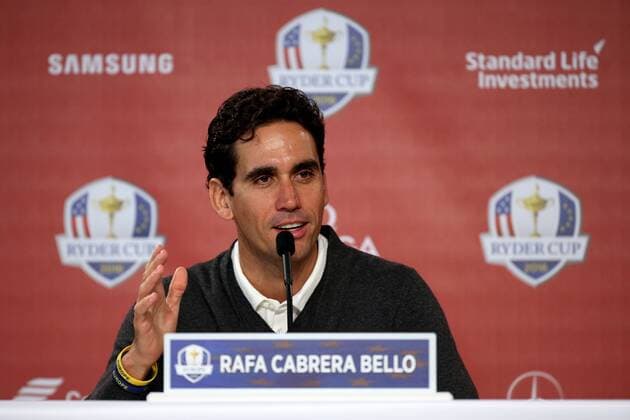 GOLF - Ryder Cup 2016 CHASKA,MINNESOTA,USA,29.SEP.16 - GOLF - Ryder Cup, Hazeltine National Golf Club, press conference PK Pressekonferenz Image shows Rafa Cabrera Bello (ESP). GEPAxpictures xDanielxGoetzhaber