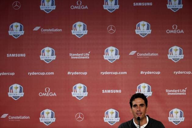 GOLF - Ryder Cup 2016 CHASKA,MINNESOTA,USA,29.SEP.16 - GOLF - Ryder Cup, Hazeltine National Golf Club, press conference PK Pressekonferenz Image shows Rafa Cabrera Bello (ESP). GEPAxpictures xDanielxGoetzhaber