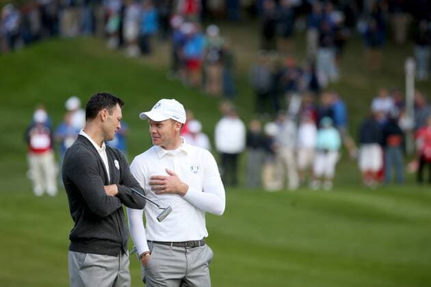GOLF - Ryder Cup 2016 CHASKA,MINNESOTA,USA,29.SEP.16 - GOLF - Ryder Cup, Hazeltine National Golf Club. Image shows Martin Kaymer (GER) and Danny Willett (ENG). GEPAxpictures xDanielxGoetzhaber