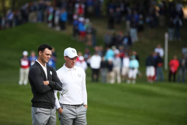 GOLF - Ryder Cup 2016 CHASKA,MINNESOTA,USA,29.SEP.16 - GOLF - Ryder Cup, Hazeltine National Golf Club. Image shows Martin Kaymer (GER) and Danny Willett (ENG). GEPAxpictures xDanielxGoetzhaber