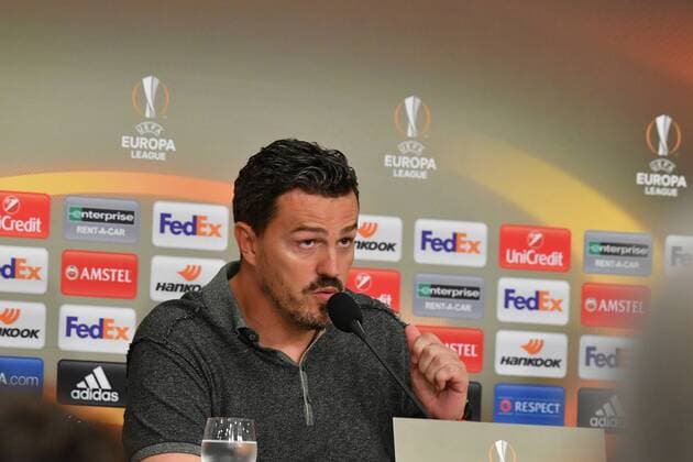 GER, UEFA EL, FC Schalke 04 (GER) vs. RB Salzburg (AUT) 29.09.2016, Veltins-Arena , Gelsenkirchen , UEFA Europa Leaque, Gruppe I, im Bild: Pressekonferenz Cheftrainer Coach Óscar García Junyent (RB Salzburg (AUT)) Foto © nordphoto Meuter nordphotox xMeuter