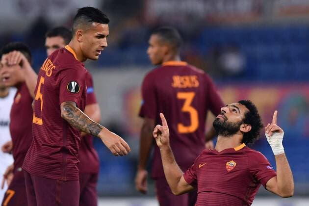 Fußball Europa League 2016 2017 AS Rom - Astra Giurgiu Torjubel Mohamed Salah 