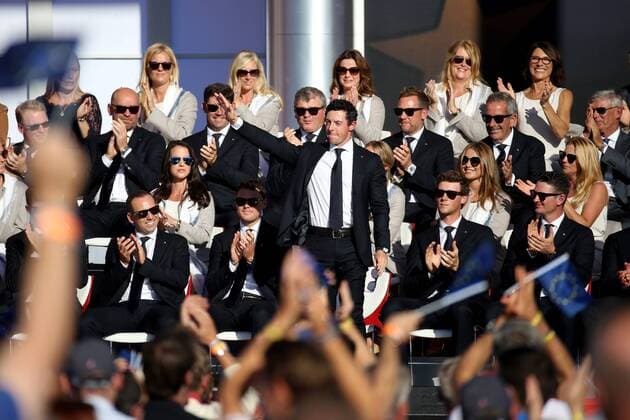 GOLF - Ryder Cup 2016 CHASKA,MINNESOTA,USA,29.SEP.16 - GOLF - Ryder Cup, Hazeltine National Golf Club, opening ceremony. Image shows Sergio Garcia (ESP), Martin Kaymer (GER), Rory Mcilroy (IRL), Thomas Pieters (BEL) and Justin Rose (ENG). GEPAxpictures xDanielxGoetzhaber