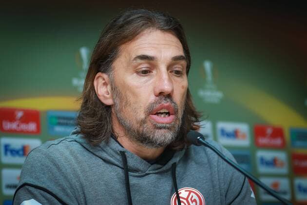 UEFA Europe League: Gabala - FSV Mainz 05 Head coach of FSV Mainz 05, Martin Schmidt , speaks during a press conference PK Pressekonferenz at the 8km stadium stadium in Baku, Azerbaijan, 29 September 2016.  AzizxKarimovx xPacificxPress