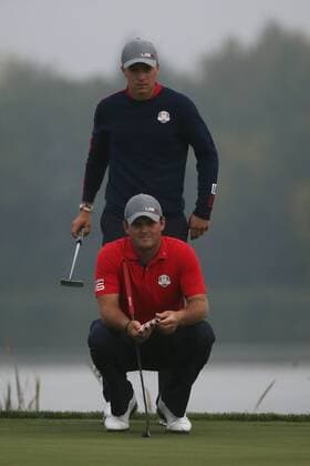 GOLF - Ryder Cup 2016 CHASKA,MINNESOTA,USA,30.SEP.16 - GOLF - Ryder Cup, Hazeltine National Golf Club. Image shows Patrick Reed (USA) and Jordan Spieth (USA). GEPAxpictures xDanielxGoetzhaber