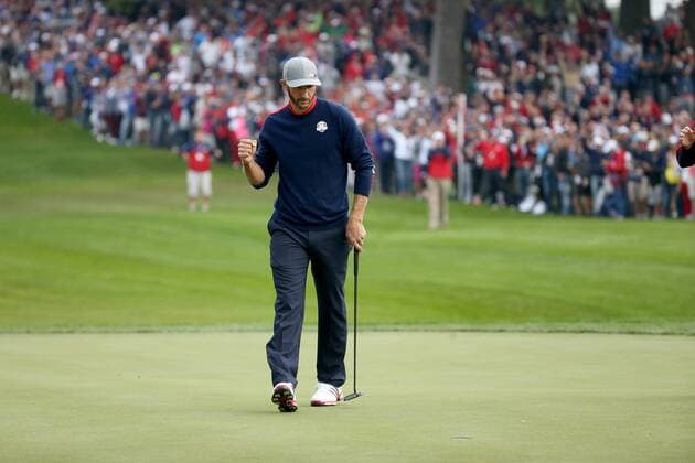 GOLF - Ryder Cup 2016 CHASKA,MINNESOTA,USA,30.SEP.16 - GOLF - Ryder Cup, Hazeltine National Golf Club. Image shows the rejoicing of Dustin Johnson (USA). GEPAxpictures xDanielxGoetzhaber