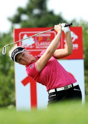 BEIJING, CHINA - SEPTEMBER 30: Brooke M. Henderson of Canada in action during the second round of the 2016 Reignwood LPGA Golf Damen Classic at Reignwood golf club on September 30, 2016 in Beijing, China.  CFP493033724 