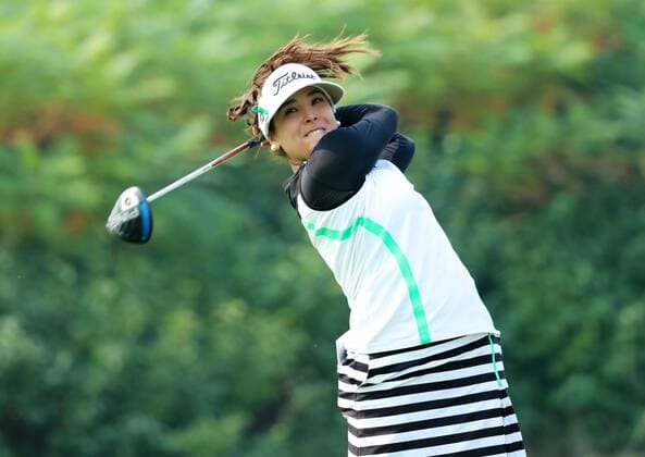 BEIJING, CHINA - SEPTEMBER 30: Mariajo Uribe of Colombia in action during the second round of the 2016 Reignwood LPGA Golf Damen Classic at Reignwood golf club on September 30, 2016 in Beijing, China.  CFP493033731 