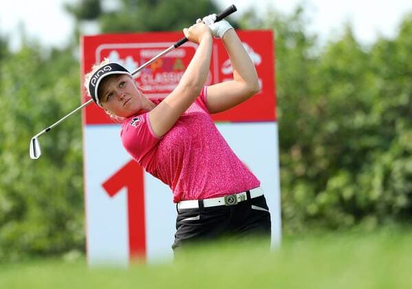 BEIJING, CHINA - SEPTEMBER 30: Brooke M. Henderson of Canada in action during the second round of the 2016 Reignwood LPGA Golf Damen Classic at Reignwood golf club on September 30, 2016 in Beijing, China.  CFP493033749 