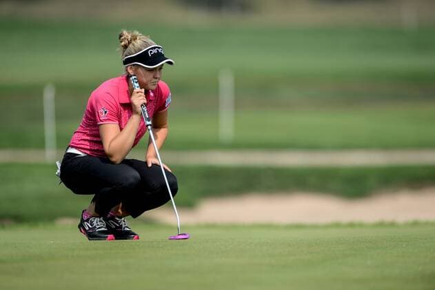 BEIJING, CHINA - SEPTEMBER 30: Brooke M. Henderson of Canada in action during the second round of the 2016 Reignwood LPGA Golf Damen Classic at Reignwood golf club on September 30, 2016 in Beijing, China.  CFP493037201 