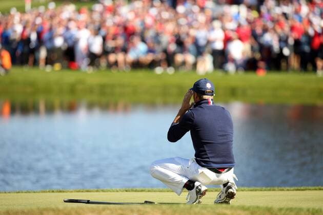GOLF - Ryder Cup 2016 CHASKA,MINNESOTA,USA,01.OKT.16 - GOLF - Ryder Cup, Hazeltine National Golf Club. Image shows the disappointment of Jordan Spieth (USA). GEPAxpictures xDanielxGoetzhaber