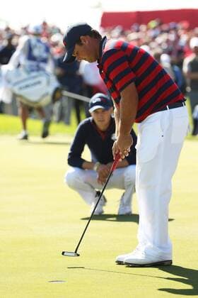 GOLF - Ryder Cup 2016 CHASKA,MINNESOTA,USA,01.OKT.16 - GOLF - Ryder Cup, Hazeltine National Golf Club. Image shows Patrick Reed and Jordan Spieth (USA). GEPAxpictures xDanielxGoetzhaber