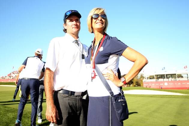 GOLF - Ryder Cup 2016 CHASKA,MINNESOTA,USA,02.OKT.16 - GOLF - Ryder Cup, Hazeltine National Golf Club. Image shows vice-captain Bubba Watson (USA) with his wife. GEPAxpictures xDanielxGoetzhaber