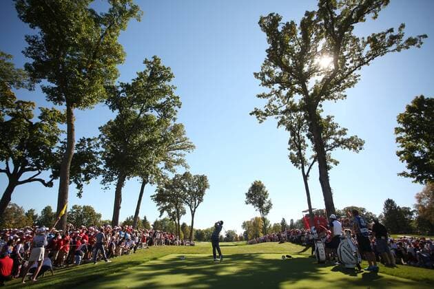 Golf, Ryder Cup 2016 in Chaska GOLF - Ryder Cup 2016 CHASKA,MINNESOTA,USA,02.OKT.16 - GOLF - Ryder Cup, Hazeltine National Golf Club. Image shows Rory McIlroy (IRL). GEPAxpictures xDanielxGoetzhaber