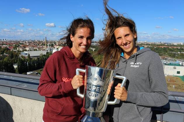 4.10.2016: Berlin: Estrel-Hotel: Supercup: Volleyball: Myrthe Schoot (Dresdner SC) + Jennifer Pettke (Allianz MTV Stuttgart)