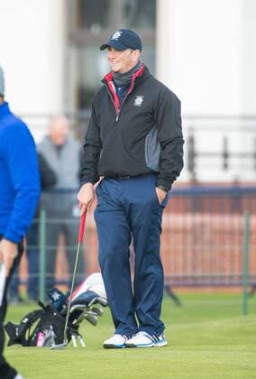 06.10.2016. Carnoustie Golf Course, Fife, Scotland. Alfred Dunhill Links Championship Golf 1st Round. David Kohler watches the action on the 18th Green xDuncanxMcGlynnx  ActionPlus11797196