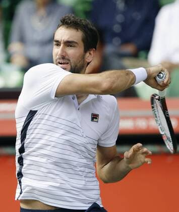 Tennis: Cilic advances to semifinals in Tokyo Marin Cilic of Croatia hits a forehand to Juan Monaco of Argentina in the quarterfinals of the Japan Open at Ariake Tennis Forest Park in Tokyo on Oct. 7, 2016. Cilic won 7-5, 6-1. 