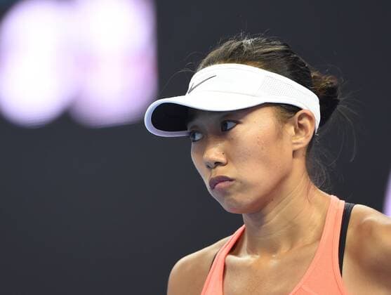 (161007) -- BEIJING, Oct. 7, 2016 -- Zhang Shuai of China reacts during her women s singles quarterfinal match against Johanna Konta of Britain at the China Open tennis tournament in Beijing, capital of China, Oct. 7, 2016. Johanna Konta won by 2-0. ) (SP)CHINA-BEIJING-TENNIS-CHINA OPEN (CN) LixWen 