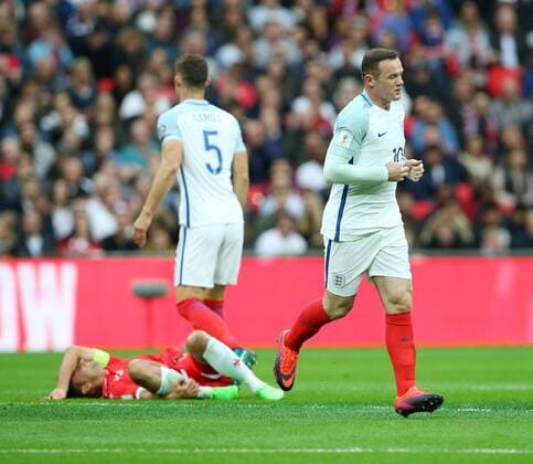 England s Wayne Rooney fouls Malta s Andre Schembri but is not booked during the World Cup Qualifying Group F match at Wembley Stadium, London. Picture date October 8th, 2016 Pic David Klein Sportimage EDITORIAL USE ONLY. No use with unauthorised audio, video, data, fixture lists, club league logos or live services. Online in-match use limited to 120 images, no video emulation. No use in betting, games or single club league player publications.