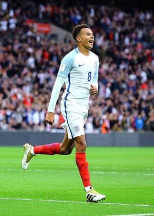 08.10.2016. Wembley Stadium, London, England. FIFA World Cup WM Weltmeisterschaft Fussball Qualifying Football. England versus Malta. England Midfielder Dele Alli celebrates after scoring and making it 2-0 xMarkxKertonx  ActionPlus11798060