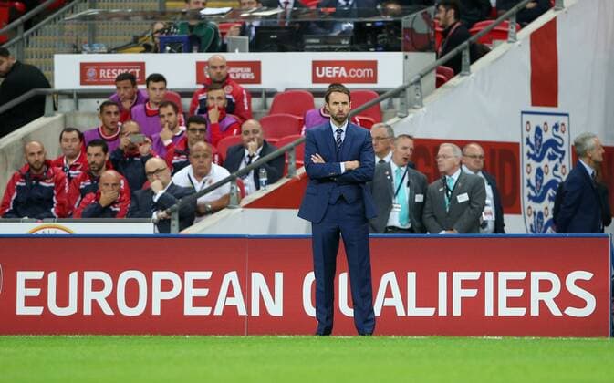 England s Gareth Southgate looks on during the World Cup Qualifying Group F match at Wembley Stadium, London. Picture date October 8th, 2016 Pic David Klein Sportimage EDITORIAL USE ONLY. No use with unauthorised audio, video, data, fixture lists, club league logos or live services. Online in-match use limited to 120 images, no video emulation. No use in betting, games or single club league player publications.