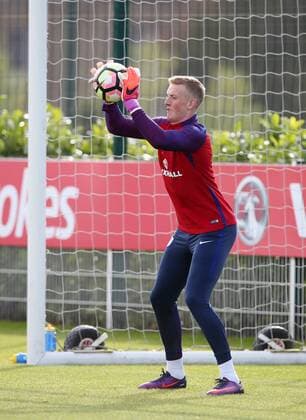 England s Jordan Pickford in action during training at Tottenham Hotspur Training Centre, London. Picture date October 10th, 2016 Pic David Klein Sportimage EDITORIAL USE ONLY. No use with unauthorised audio, video, data, fixture lists, club league logos or live services. Online in-match use limited to 120 images, no video emulation. No use in betting, games or single club league player publications.