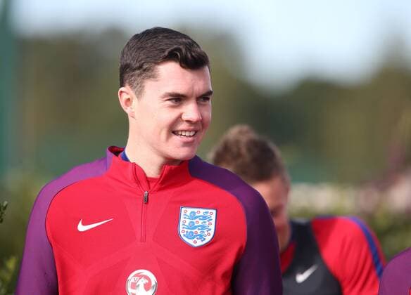 England s Michael Keane during training at Tottenham Hotspur Training Centre, London. Picture date October 10th, 2016 Pic David Klein Sportimage EDITORIAL USE ONLY. No use with unauthorised audio, video, data, fixture lists, club league logos or live services. Online in-match use limited to 120 images, no video emulation. No use in betting, games or single club league player publications.