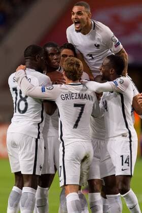 Amsterdam, Netherlands 10.10.2016, European Qualifiers, WM-Qualifikation Europa, Group A, Matchday 3, Niederlande - Frankreich, jubel um Paul Pogba (FRA) nach dem treffer zum 0:1 ( DeFodi001