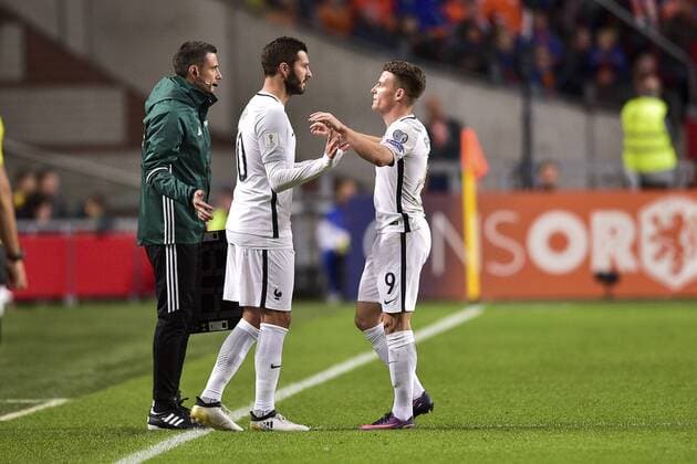 Fußball, WM Quali, Niederlande - Frankreich Kevin Gameiro (France), Andre Pierre Gignac (France) - Fussball, WM Quali, Nationalteam Länderspiel, Niederlande vs. Frankreich - 10 10 2016 JBAutissier Panoramic 