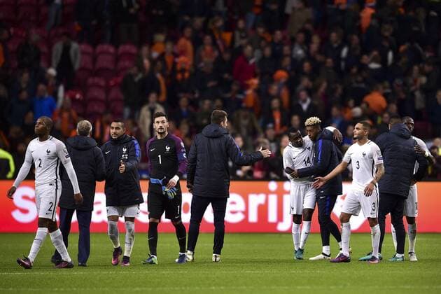 Fußball, WM Quali, Niederlande - Frankreich Didier Deschamps (France) Djibril Sidibe (France) Dimitri Payet (France) Blaise Matuidi (France) Presnel Kimpembe (France) - Fussball, WM Quali, Nationalteam Länderspiel, Niederlande vs. Frankreich - 10 10 2016 JBAutissier Panoramic 