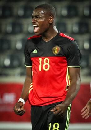 Belgium s Nany Landry Dimata looks dejected during the tenth qualification game for the 2017 European Championship EM Europameisterschaft Under 21, in group 1, between Belgium and Latvia, Tuesday 11 October 2016, in Leuven. VIRGINIExLEFOUR  x04953299x