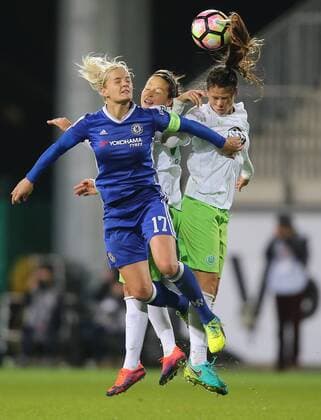 Katie Chapman (Chelsea FC), Vanessa Bernauer (VfL Wolfsburg), Sara Bjoerk Gunnarsdottir (VfL Wolfsburg)