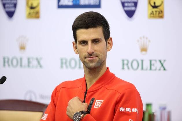 Novak Djokovic of Serbia attends a press conference PK Pressekonferenz after defeating Mischa Zverev of Germany in their men s singles quarterfinal round match during the 2016 Shanghai Rolex Masters tennis tournament in Shanghai, China, 14 October 2016. Novak Djokovic feeling good at Shanghai Masters  20161014_50427