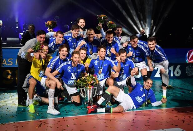VfB Fiedrichshafen, Gewinner des Supercups BR Volleys Berlin - VfB Friedrichshafen VBL Supercup Männer, Saison 2016 2017, Herren, Männer, Männer, men, Volleyball, Deutschland, Germany, Mercedes-Benz-Arena Berlin, 16.10.2016