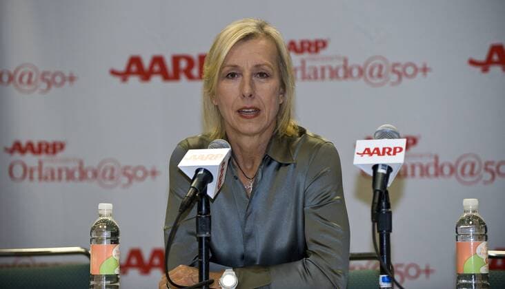 Sept. 30, 2010 - Orlando, Florida, USA - MARTINA NAVRATILOVA speaks to the press on day one of Orlando@50+, AARP s National Event & Expo. More than 25,000 people aged 50 and older were expected to gather in Orlando for entertainment, exhibits, celebrity talks and panel discussions by various experts on topics of interest to baby boomers. - ZUMAce6_ Sept 30 2010 Orlando Florida USA Martina Navratilova Speaks to The Press ON Day One of AARP S National Event & EXPO More than 25 000 Celebrities Aged 50 and Older Were expected to gather in Orlando for Entertainment Exhibits Celebrity Talks and Panel Discussions by Various Experts ON topics of Interest to Baby boomers ZUMAce6_ Sept 30 2010 Orlando Florida USA MARTINA NAVRATILOVA speaks to the press on day one of Orlan - ZUMA5