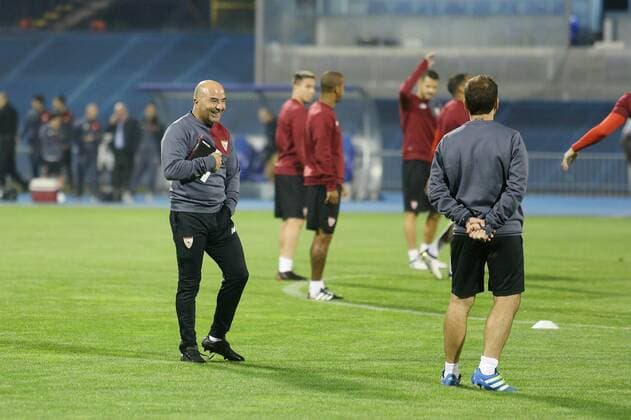 FC Sevilla training - Zagreb, Croatia 17.10.2016., Zagreb, Croatia - FC Sevilla on training before Champions League football match with GNK Dinamo. Jorge Sampaoli.  DaliborxUrukalovic PIXSELL