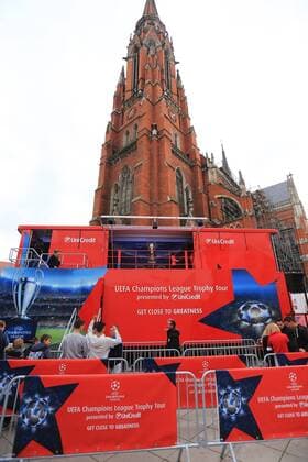 Champions League trophy - Osijek, Croatia 18.10.2016., Osijek, Croatia - At pope John Paul II square is exposed Champions League trophy. The trophy will be exposed for two days and football fans can be photographed with the trophy.  DavorxJavorovic PIXSELL