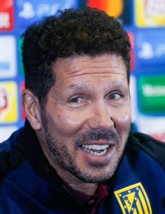 FuÃŸball, CL, PK Atletico Madrid in Rostow ROSTOV-ON-DON, RUSSIA - OCTOBER 18, 2016: FC Atletico Madrid manager Diego Simeone smiles at a news conference on the upcoming 2016 17 Season UEFA Champions League Group D Round 3 football match against FC Rostov. Valery Matytsin TASS  TS034D52