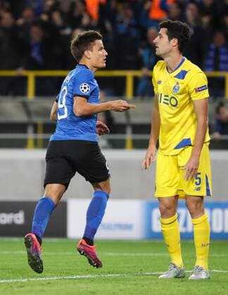 Club s Jelle Vossen celebrates after scoring during the third game of the group stage of the UEFA Champions League competition between Belgian first division soccer team Club Brugge KV and Portugese club FC Porto in Brugge, Tuesday 18 October 2016. VIRGINIExLEFOUR  x04959727x