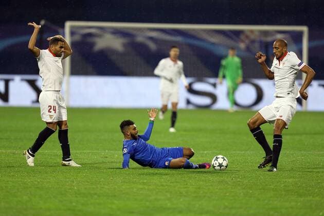 UEFA Champions League, GNK Dinamo - Sevilla 18.10.2016., Maksimir Stadium, Zagreb - UEFA Champions League, Group H, Round 3, GNK Dinamo - Sevilla FC. El Arabi Hilal Soudani; Gabriel Mercado  DaliborxUrukalovic PIXSELL